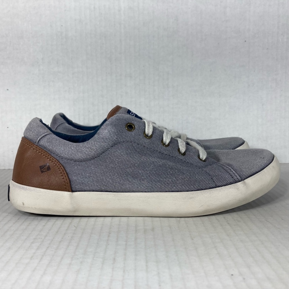 Sperry Top-Sider Tuck Ltt Size 5 Kids Shoes Gray Blue Brown White Canvas Sneaker